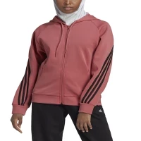 جاكيت زيب نسائي من adidas باللون الزهري الداكن HK0530 W FI 3S FZ REG