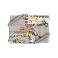 Aker Scarf Gray Women's Floral Patterned Silk Scarf