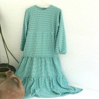 HS Layered Mini Gingham Dress - Aqua Green