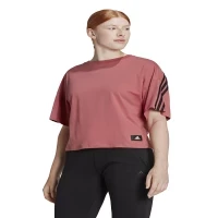 adidas T-shirt à col rond uni rose foncé pour femme HK0494 W FI 3S TEE