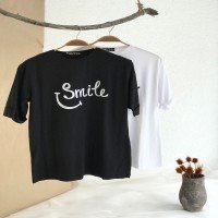 تي شيرت فضفاض GR Smile - أسود