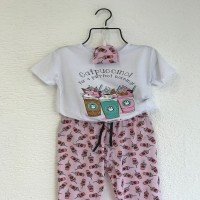 LCN Catpuccino Pajamas Set - أبيض