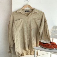 NS Ribbon Tied Tunic Shirt - Taş