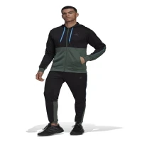 طقم بدلة رياضية سوداء سادة للرجال من adidas طراز HK4462 MTS Rib Aerorea