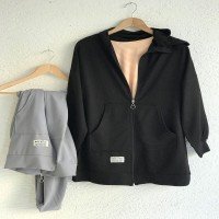 NW Zipper Hooded Jacket - أسود