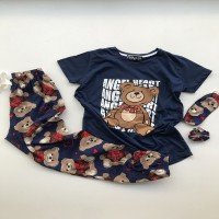 بيجامة بطبعة Angel Teddy Bear - كحلي