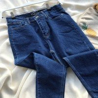 DCR Straight Mom Jeans - أزرق