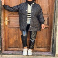 BR معطف سناب مبطن - أسود