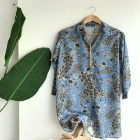 قميص BT Ethnic Pattern رقمي - أزرق