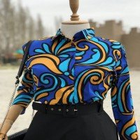 ML Vintage Pattern Shirt - Blue and Mustard