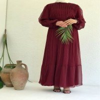 Chiffon dress - burgundy color