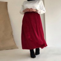 PR Velvet Pleated Skirt - Claret Red