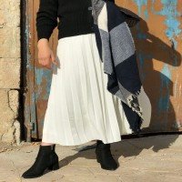 Thick Pleated Skirt - Ecru