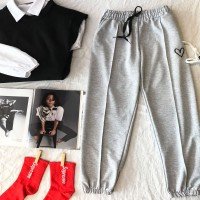 LCN Heart Detail Sweatpants - Gray