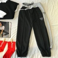 LCN Heart Detail Sweatpants -  Black