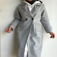 ES Double Breasted Collar Cachet Coat - Gray