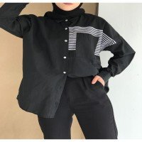 NT Pocket Striped Shirt - Black