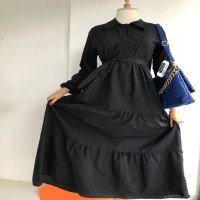 EFL Collared Floor Dress - Black