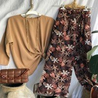DEM Tropical Earth Printed Loose Trousers - Brown