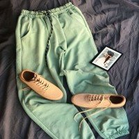 Two Yarn Elastic Trousers - Mint Green