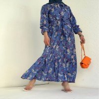 NS Mini Elastic Floral Dress -Blue