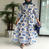 END Lotus Pattern Dress - Blue