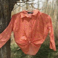 ML Mini Leaf Pattern Shirt - Pink and Yellow