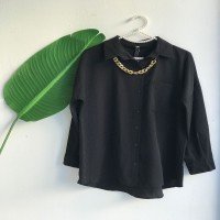 TBL Chain Necklace Oversize Shirt - Black