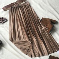 SG Elastic Waist Pleated Skirt - Mink