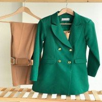 BT Double Breasted Collar Blazer Jacket - GREEN