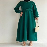 AG Belted Mevlana Dress - Emerald Green