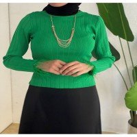 KZ Crew Neck Knitwear Blouse - Green