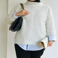 LY Knitted Detailed Knitwear Tunic - Ecru