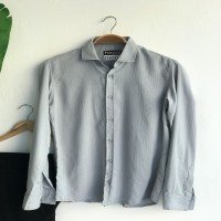 Striped Long Sleeve Men's Shirt - Gray