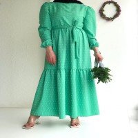 EDR Pıtpıt Pattern Dress -   Green