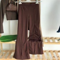 LD Front Slit Flared Trousers - Bitter Brown