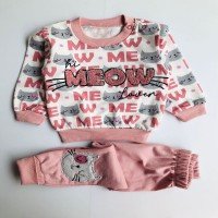 Baby Meow Written 2-Piece Set - Eggplant Purple