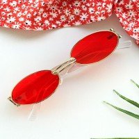 ŞT Star Oval Glasses - Red & Transparent