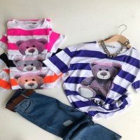 ABS Striped Bear T-Shirt - Purple