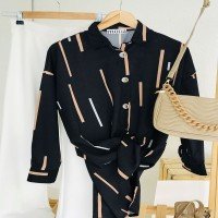 Fx Line Pattern Digital Shirt - Black