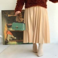 HBS Elastic Waist Pleated Skirt - Nude