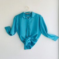KT Long Satin Shirt -BLUE