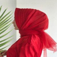BH Ready Made Hayal Tulle Turban - Red