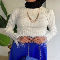 KZ Crew Neck Knitwear Blouse - White