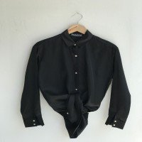 KT Long Satin Shirt -BLACK