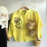 WR African Girl Printed Shirt - Yellow