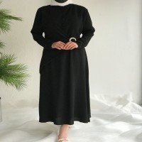 SH Buttoned Stone Dress - Black