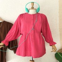 NS Buttoned Bat Sleeve Tunic - Pink