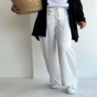 LF Striped Crep Pants - White