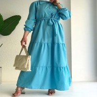 EFL Collared Floor Dress - Blue